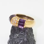 Anillo Daisy oro amarillo 2 amatistas y brillantes