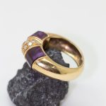 Anillo Daisy oro amarillo 2 amatistas y brillantes - Imagen 2
