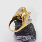 Anillo Meteorito oro amarillo con 10 brillantes