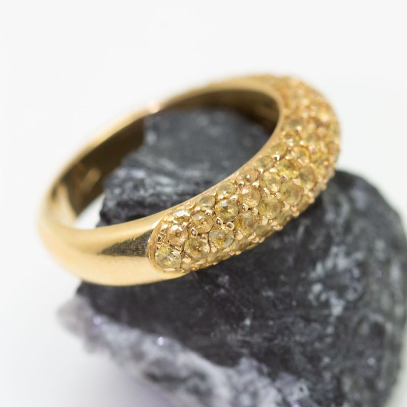 Anillo Espiga oro amarillo cuajado de citrinos