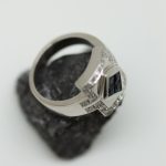 Anillo Giralda oro blanco brillantes y zafiro - Imagen 4