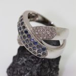 Anillo Cruzado brillantes y zafiros