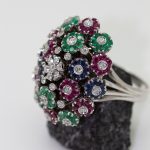 Anillo Multicolor de Flores oro blanco