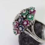 Anillo Multicolor de Flores oro blanco - Imagen 2