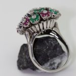 Anillo Multicolor de Flores oro blanco - Imagen 3
