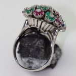 Anillo Multicolor de Flores oro blanco - Imagen 4