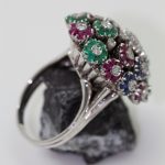 Anillo Multicolor de Flores oro blanco - Imagen 5