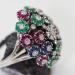 Anillo Multicolor de Flores oro blanco - Imagen 6