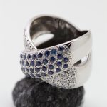 Anillo Doble oro blanco brillantes y zafiros