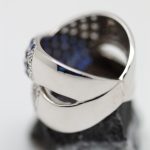 Anillo Doble oro blanco brillantes y zafiros - Imagen 2
