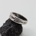 Anillo doble oro blanco brillante central