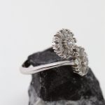 Anillo Doble roseta oro blanco y circonitas - Imagen 4