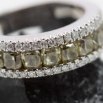 Anillo Ojo de gato oro blanco y brillantes - Imagen 4