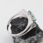 Anillo Doble oro blanco zafiro azul - Imagen 2