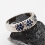 Anillo Flores oro blanco y zafiros - Imagen 4