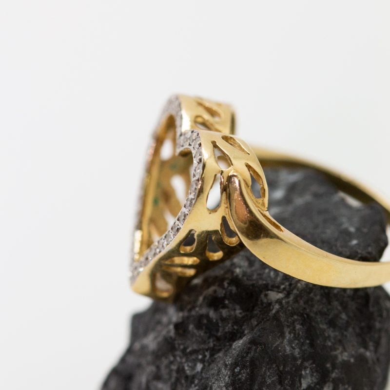 Anillo Corazón oro amarillo brillantes