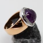 Anillo Venecia oro rosado amatista y brillantes - Imagen 2