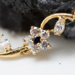 Pulsera Flores oro amarillo piedras sintéticas - Imagen 2
