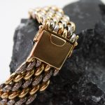 Pulsera Malla Milanesa oro amarillo y oro blanco diamantes - Imagen 3