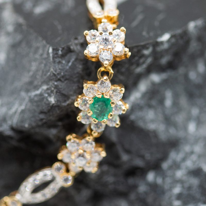 Pulsera marian oro amarillo y piedras sintéticas