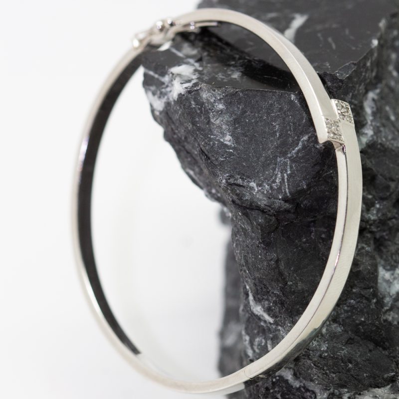 Pulsera Sara rígida oro blanco y brillantes