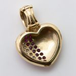 Colgante corazón oro amarillo brillantes y rubíes - Imagen 3