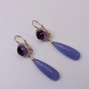 Pendientes Affair de oro amarillo con amatistas