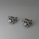Pendientes Rosa de oro blanco con brillantes