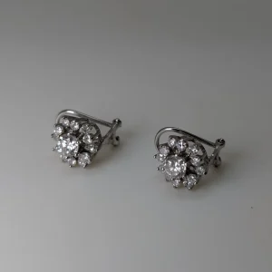 Pendientes Rosa de oro blanco con brillantes