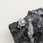 Pendientes Rosa de oro blanco con brillantes