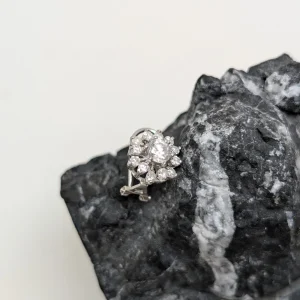 Pendientes Rosa de oro blanco con brillantes