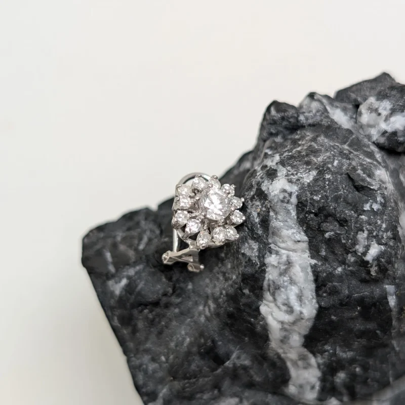 Pendientes Rosa de oro blanco con brillantes