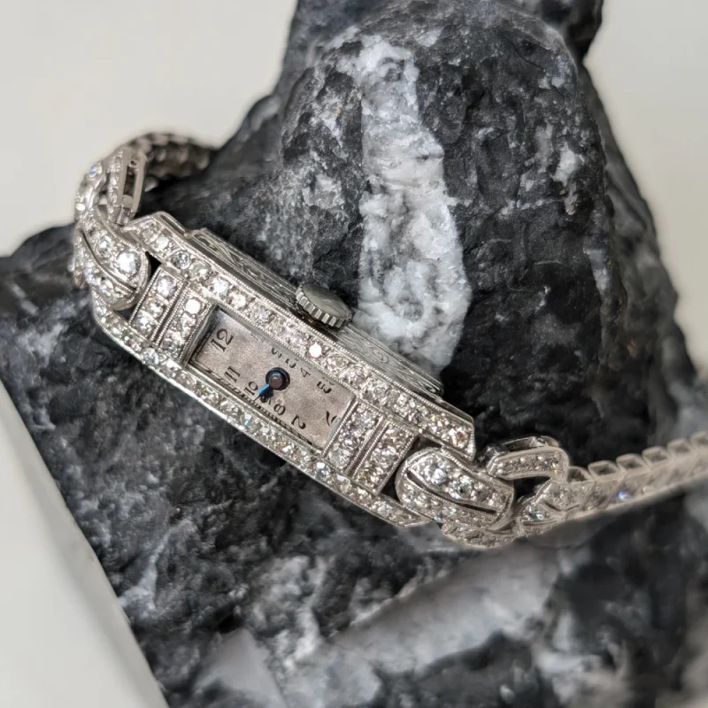 Pulsera Edad dorada de oro blanco con brillantes