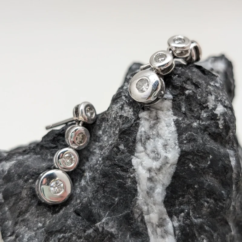 Pendientes Chatón de oro blanco con brillantes