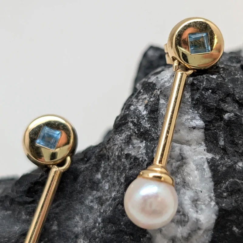 Pendientes de oro amarillo con perlas
